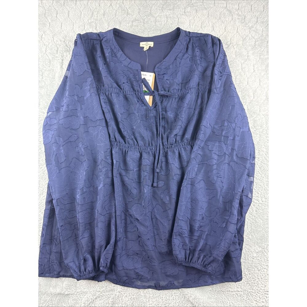 Stitch Fix Mason & Belle Navy Blue Tunic‎ Blouse Long Sleeve Women's L